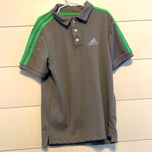 Boys Adidas Grey and Green Athletic Short Sleeve Polo Size  Small 8